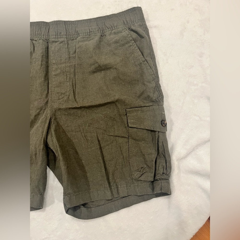Goodfellow & Co Men’s Olive Green Linen Blend Cargo Shorts - Size Medium - Picture 3 of 8